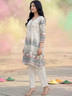 Women Ethnic Motifs Printed Regular Pure Cotton Kurta with Trousers 3