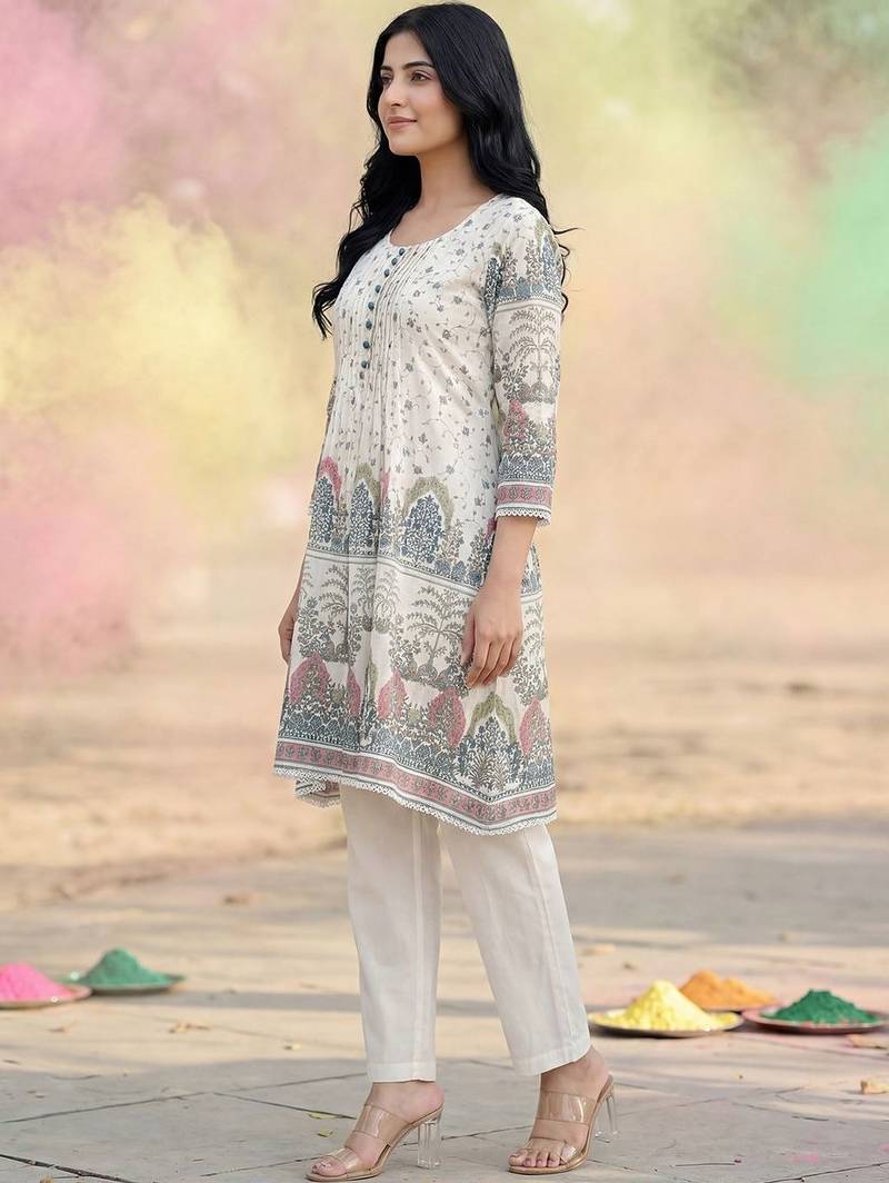 Women Ethnic Motifs Printed Regular Pure Cotton Kurta with Trousers