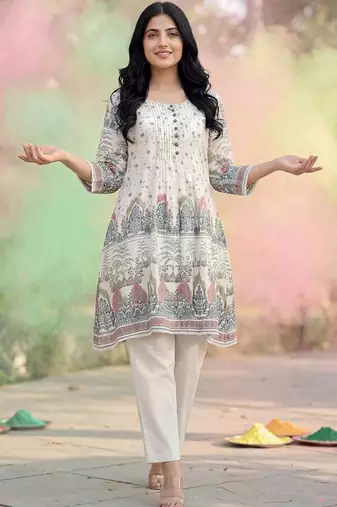 Women Ethnic Motifs Printed Regular Pure Cotton Kurta with Trousers