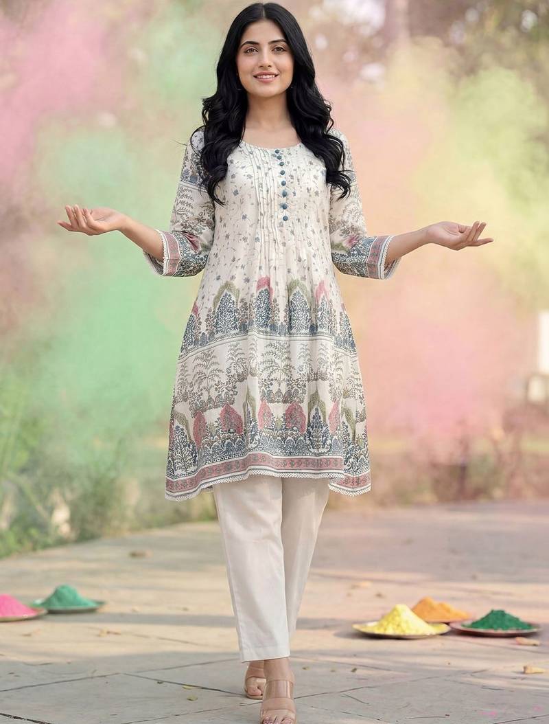 Women Ethnic Motifs Printed Regular Pure Cotton Kurta with Trousers