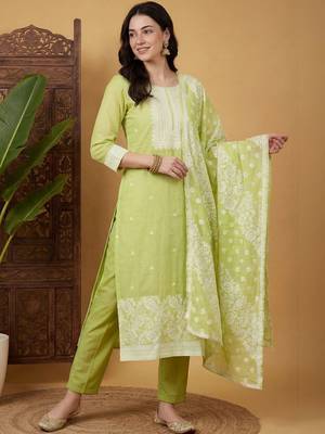 Women Ethnic Motifs Regular Kurta with Trousers & With Dupatta 2