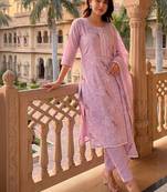 Women Ethnic Motifs Embroidered Regular Thread Work Kurta with Trousers & With Dupatta