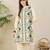 Floral Embroidered Mandarin Collar Thread Work Straight Cotton Kurta & Palazzos