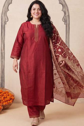 Women Regular Kurta with Trousers & With Dupatta