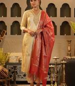 Women Ethnic Motifs Embroidered Regular Thread Work Kurta with Trousers & With Dupatta