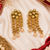Gold plated textured coin kundan earrings
