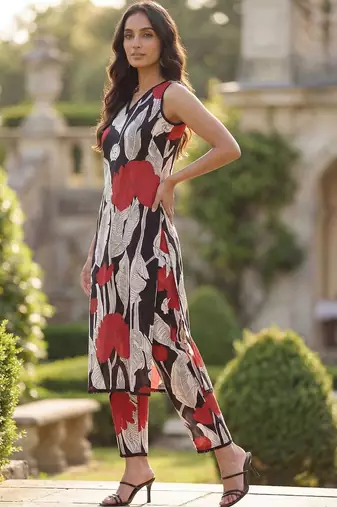 Women Floral Printed Regular Pure Cotton Kurta with Trousers