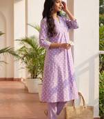 Women Floral Printed Regular Pure Cotton Kurta with Trousers