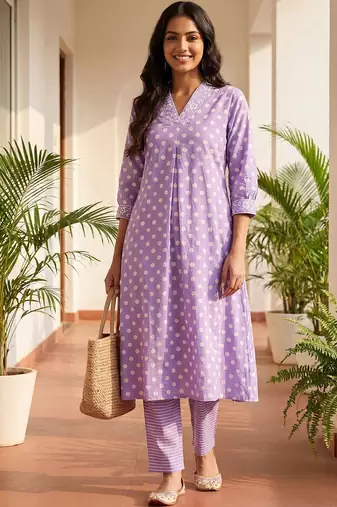 Women Floral Printed Regular Pure Cotton Kurta with Trousers