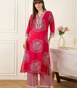 Women Floral Printed Regular Pure Cotton Kurta with Palazzos