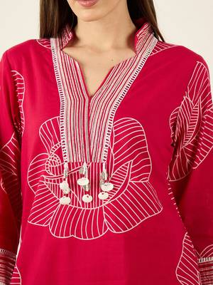 Women Floral Printed Regular Pure Cotton Kurta with Palazzos 2