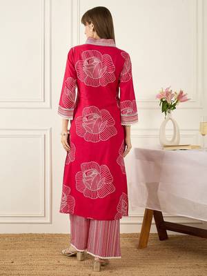 Women Floral Printed Regular Pure Cotton Kurta with Palazzos 4
