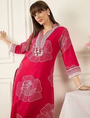 Women Floral Printed Regular Pure Cotton Kurta with Palazzos 6