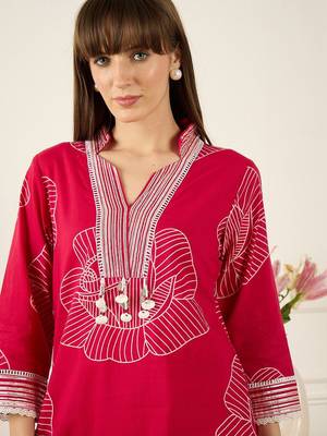 Women Floral Printed Regular Pure Cotton Kurta with Palazzos 7