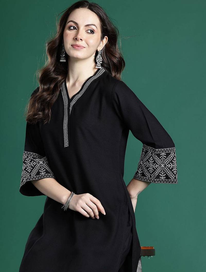 Ethnic Motifs Embroidered Regular Kurta with Trousers