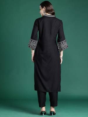 Ethnic Motifs Embroidered Regular Kurta with Trousers 6