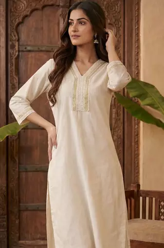 Women Regular Gotta Patti Kurta with Trousers