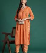 Printed Empire Pure Cotton Kurta with Trousers