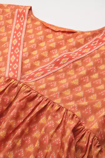 Printed Empire Pure Cotton Kurta with Trousers