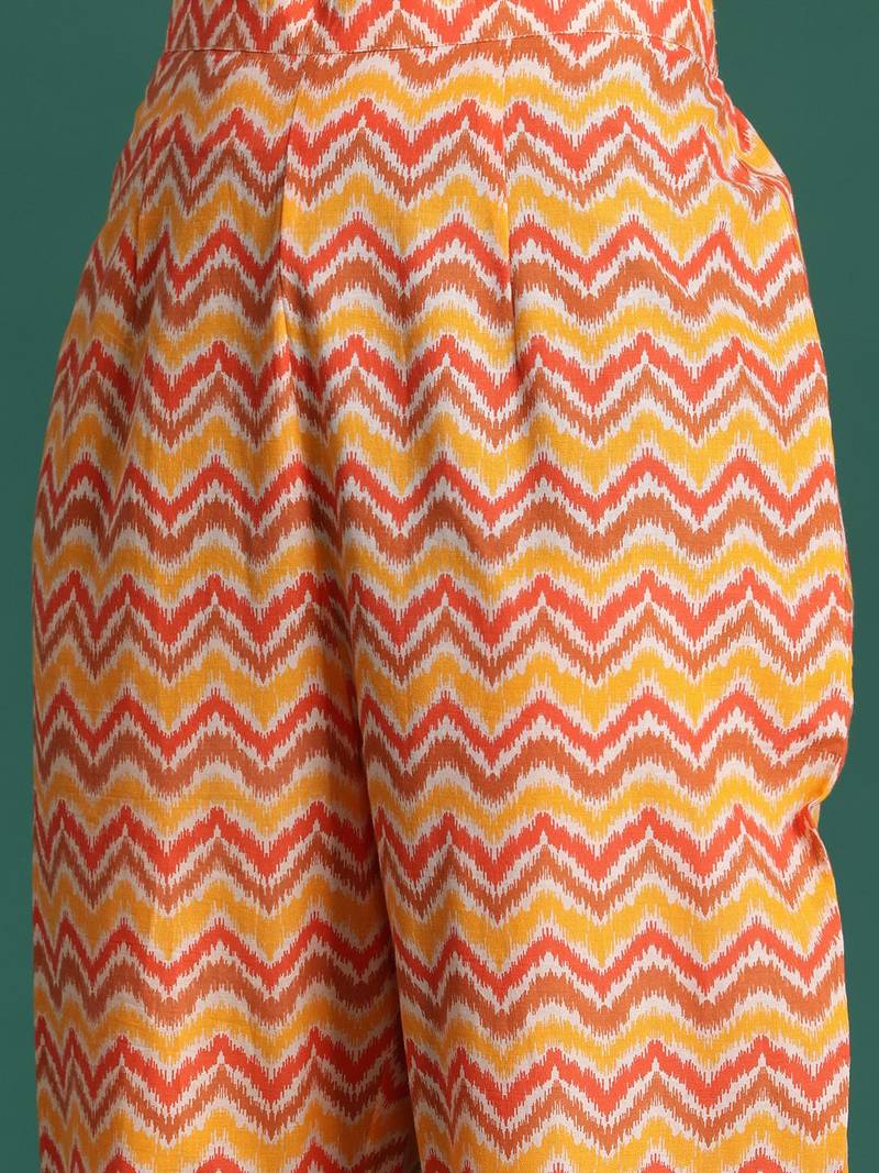 Printed Empire Pure Cotton Kurta with Trousers