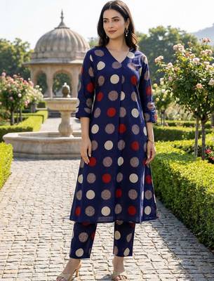 Women Ethnic Motifs Printed Regular Pure Cotton Kurta with Trousers 1