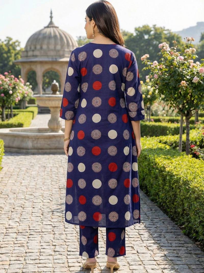 Women Ethnic Motifs Printed Regular Pure Cotton Kurta with Trousers