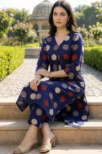 Women Ethnic Motifs Printed Regular Pure Cotton Kurta with Trousers