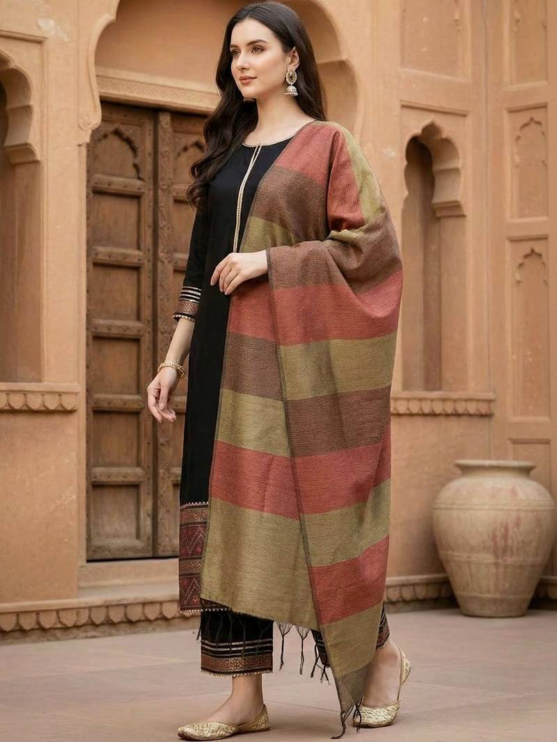 Women Ethnic Motifs Regular Patchwork Liva Kurta with Palazzos & With Dupatta