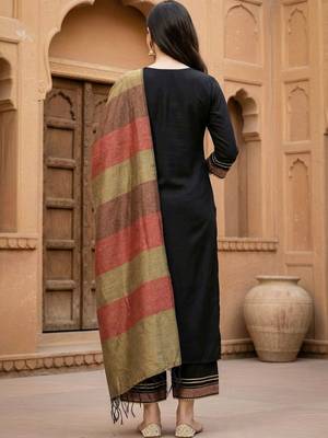 Women Ethnic Motifs Regular Patchwork Liva Kurta with Palazzos & With Dupatta 3