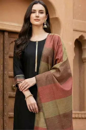 Women Ethnic Motifs Regular Patchwork Liva Kurta with Palazzos & With Dupatta