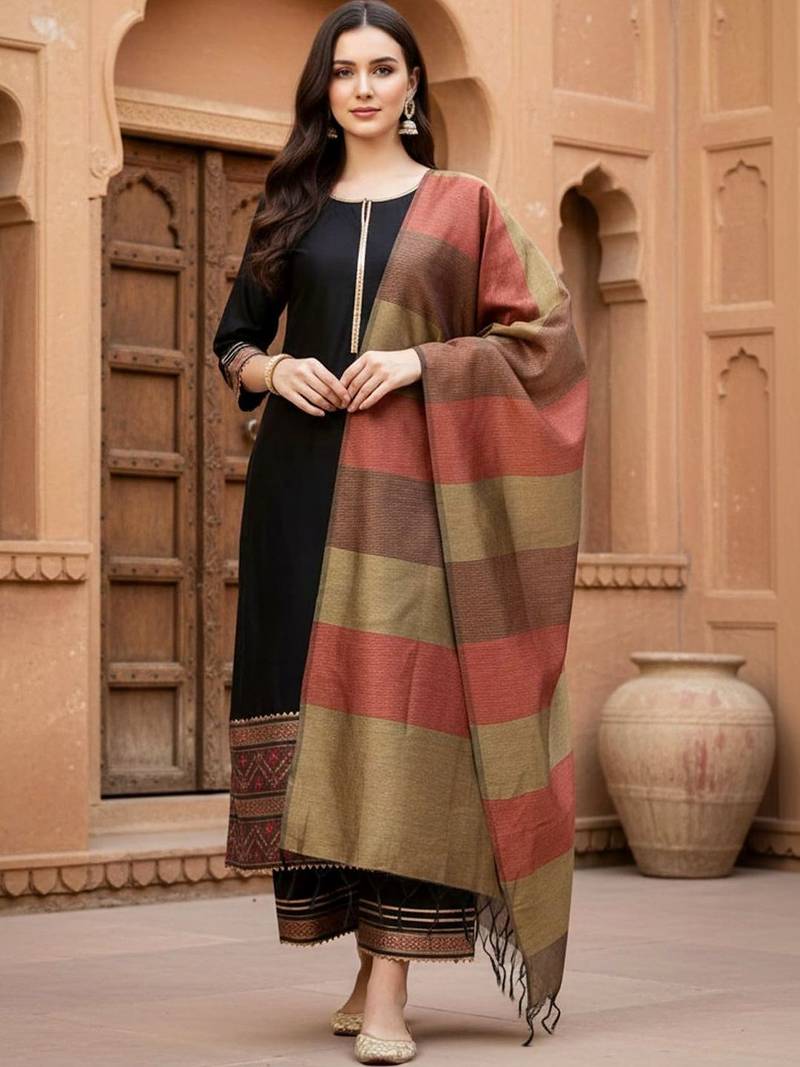 Women Ethnic Motifs Regular Patchwork Liva Kurta with Palazzos & With Dupatta
