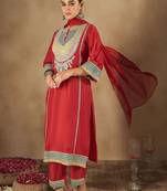 Women Ethnic Motifs Embroidered Regular Kurta with Trousers & With Dupatta