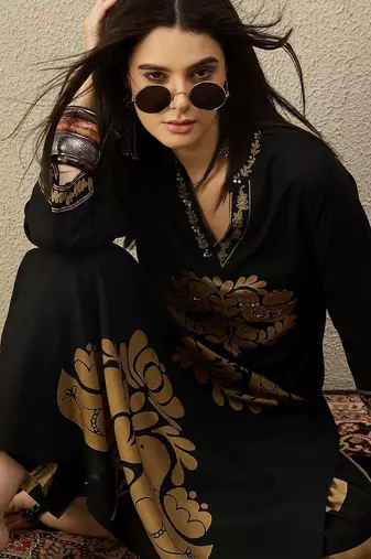 Women Ethnic Motifs Printed Regular Sequinned Kurta with Palazzos