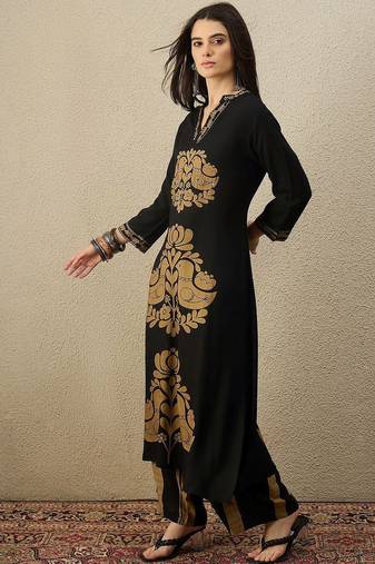 Women Ethnic Motifs Printed Regular Sequinned Kurta with Palazzos