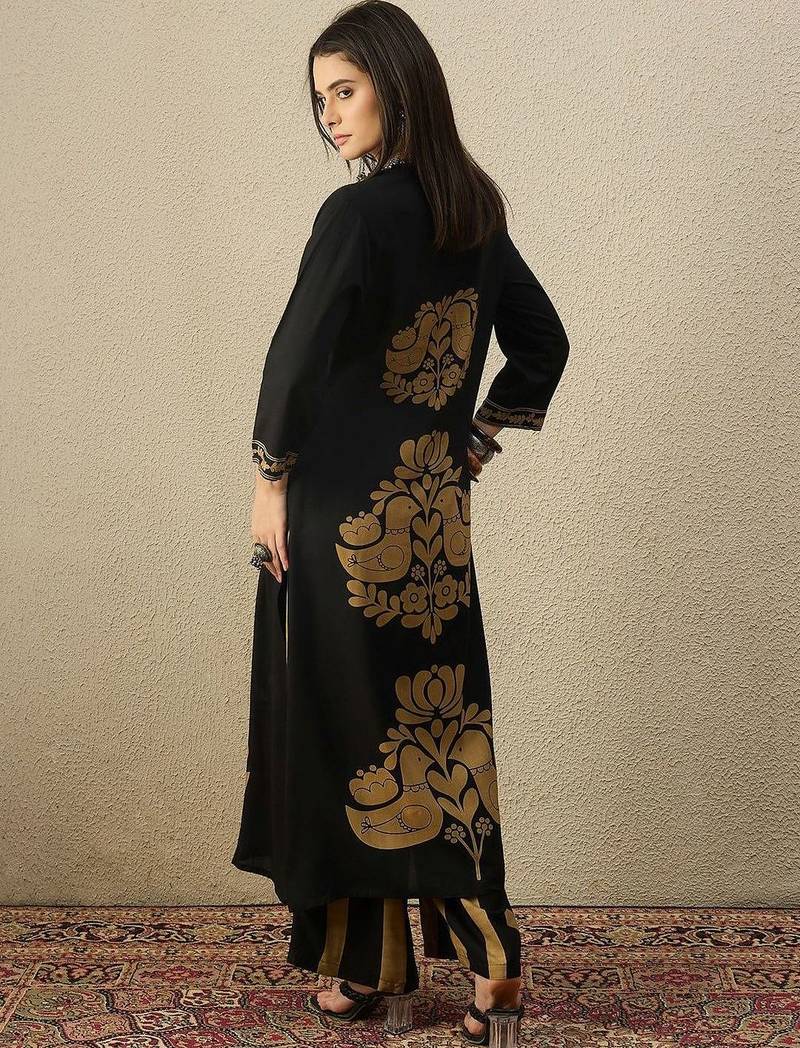 Women Ethnic Motifs Printed Regular Sequinned Kurta with Palazzos