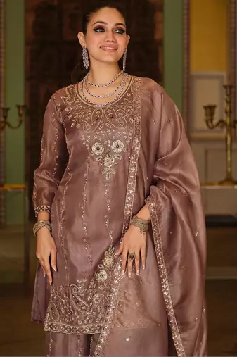 Women Ethnic Motifs Embroidered Regular Thread Work Kurta with Sharara & With Dupatta