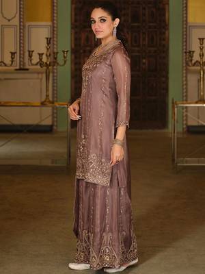 Women Ethnic Motifs Embroidered Regular Thread Work Kurta with Sharara & With Dupatta 3