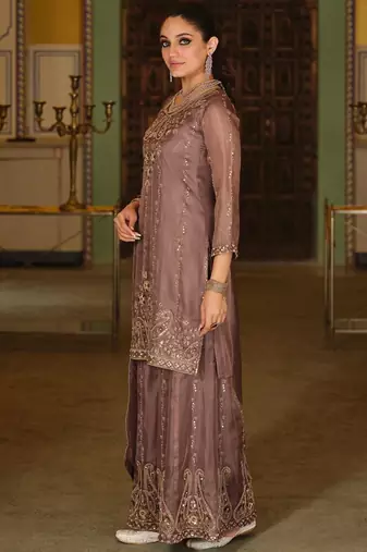 Women Ethnic Motifs Embroidered Regular Thread Work Kurta with Sharara & With Dupatta