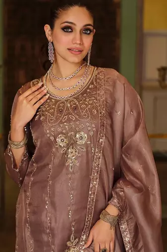 Women Ethnic Motifs Embroidered Regular Thread Work Kurta with Sharara & With Dupatta