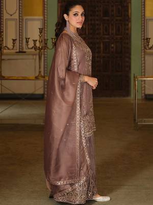 Women Ethnic Motifs Embroidered Regular Thread Work Kurta with Sharara & With Dupatta 6