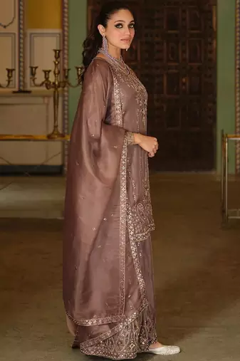 Women Ethnic Motifs Embroidered Regular Thread Work Kurta with Sharara & With Dupatta