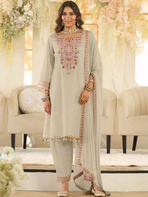 Women Ethnic Motifs Embroidered Panelled Beads and Stones Kurta with Salwar & With Dupatta 1