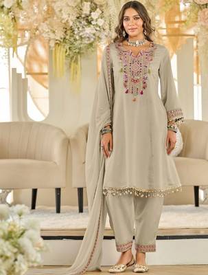 Women Ethnic Motifs Embroidered Panelled Beads and Stones Kurta with Salwar & With Dupatta 2