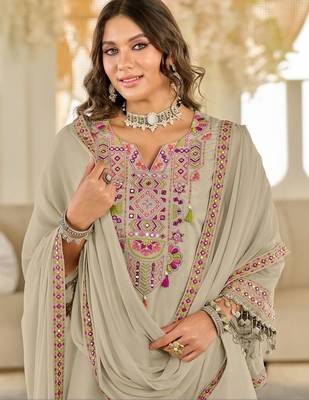 Women Ethnic Motifs Embroidered Panelled Beads and Stones Kurta with Salwar & With Dupatta 3