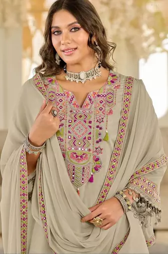 Women Ethnic Motifs Embroidered Panelled Beads and Stones Kurta with Salwar & With Dupatta