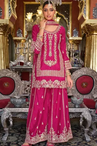 Women Ethnic Motifs Embroidered Thread Work Kurta with Sharara & Dupatta