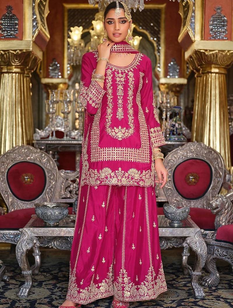 Women Ethnic Motifs Embroidered Thread Work Kurta with Sharara & Dupatta
