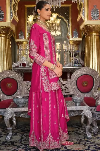 Women Ethnic Motifs Embroidered Thread Work Kurta with Sharara & Dupatta