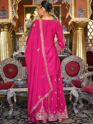 Women Ethnic Motifs Embroidered Thread Work Kurta with Sharara & Dupatta 5