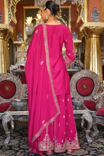 Women Ethnic Motifs Embroidered Thread Work Kurta with Sharara & Dupatta